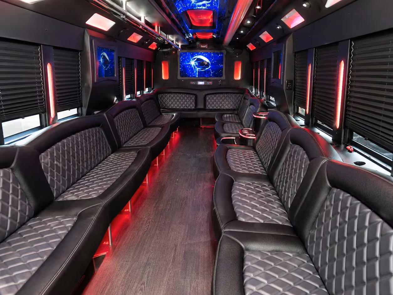 20 passenger party bus inside